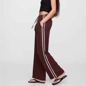 NEW WITH TAGS. GAP Women's Chocolate Brown Track Pants with Cream Stripes